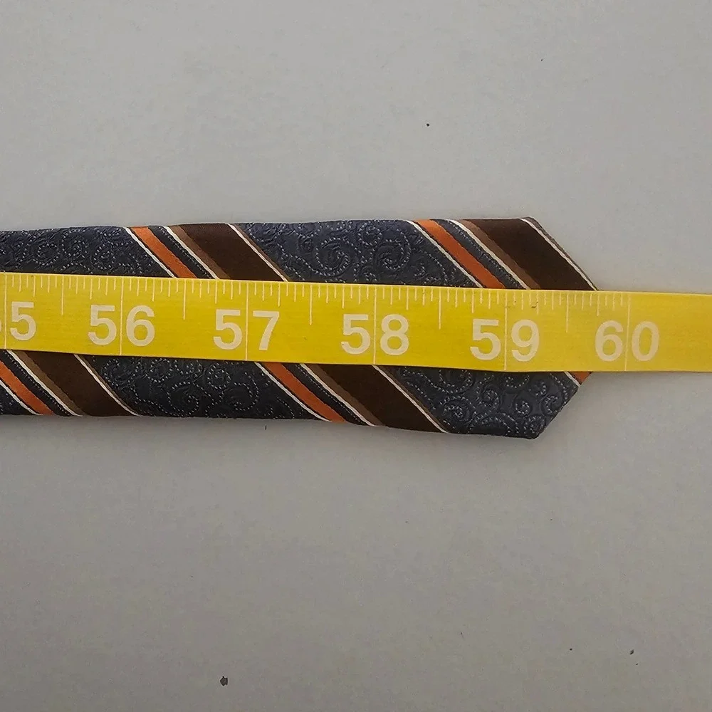 Canali Silk Neck Tie Mens Blue Brown Striped Italy Classic Designer‎ 3.5 x 60